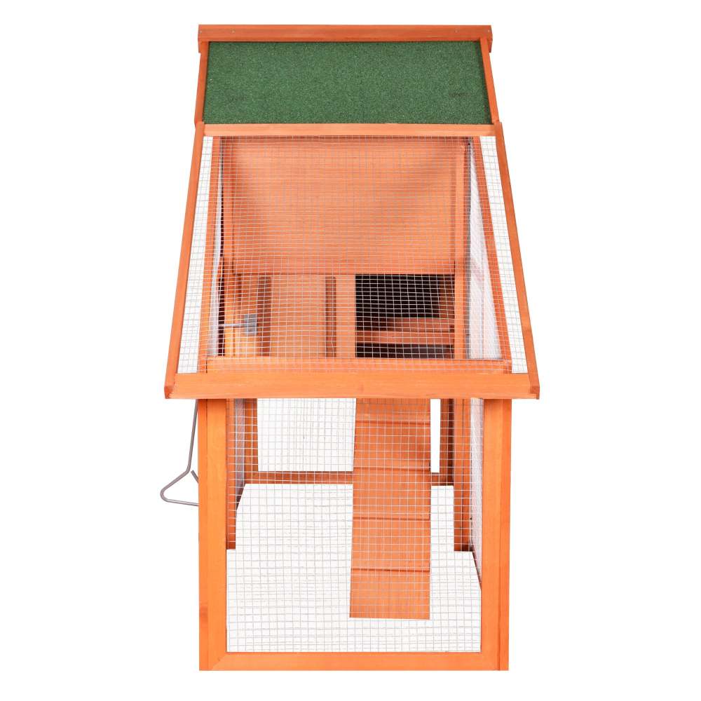 Wooden Chicken Coop, Large Wooden Outdoor Hen Cage Hen House, Outdoor Rabbit Hutch Large Bunny Cage, Bunny Hutch with Ventilation Door, Removable Ramp Garden Backyard Pet House Chicken Nesting Box