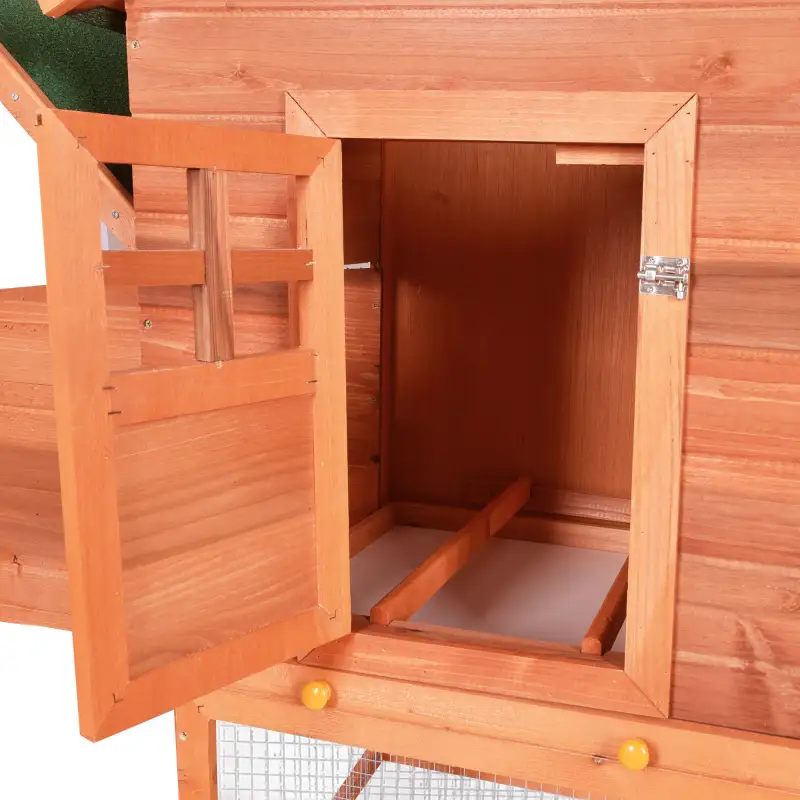 Wooden Chicken Coop;  Large Wooden Outdoor Hen Cage Hen House;  Outdoor Rabbit Hutch Large Bunny Cage;  Bunny Hutch with Ventilation Door;  Removable Ramp Garden Backyard Pet House Chicken Nesting Box