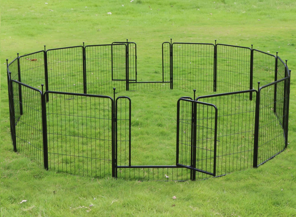 Dog Playpen Puppy Playpen for Medium Small Dogs Outdoor Pet Playpen 16 Panels Exercise Pen 32 inch Metal Indoor Dog Fence 2 Doors
