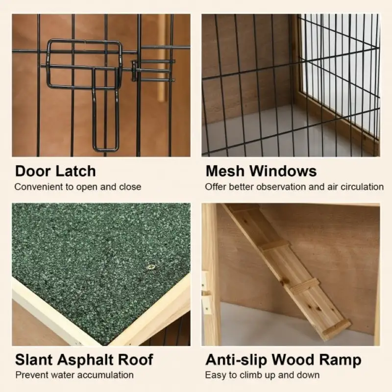 Wooden Pet House 35 Inch Wooden Chicken Coop With Ramp