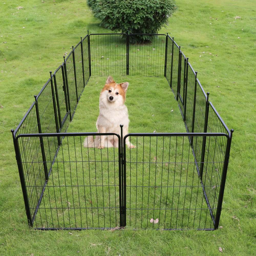 Dog Playpen Puppy Playpen for Medium Small Dogs Outdoor Pet Playpen 16 Panels Exercise Pen 32 inch Metal Indoor Dog Fence 2 Doors