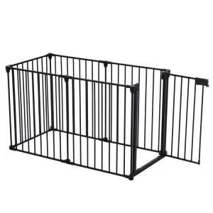 152" Adjustable Safety Gate 6 Panel Play Yard Metal Doorways Fireplace Fence Christmas Tree Fence Gate for House Stairs Gate for Child/Toddler/ Pet/Dog