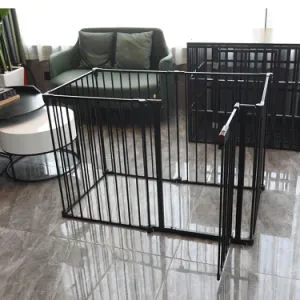 152" Adjustable Safety Gate 6 Panel Play Yard Metal Doorways Fireplace Fence Christmas Tree Fence Gate for House Stairs Gate for Child/Toddler/ Pet/Dog