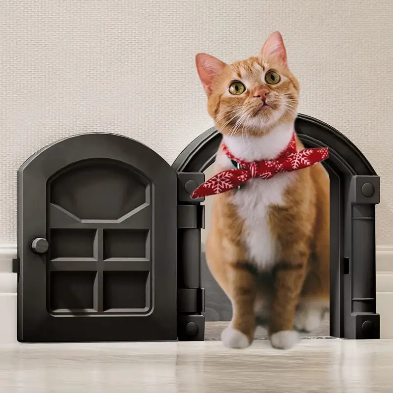Interior Cat Door; No-Flap Cat Door for Interior Door;  Suitable for Any Door; Cat Door Indoor Door for Cats Up to 20 lbs; No Noise cat Door; Easy DIY Setup (Black)