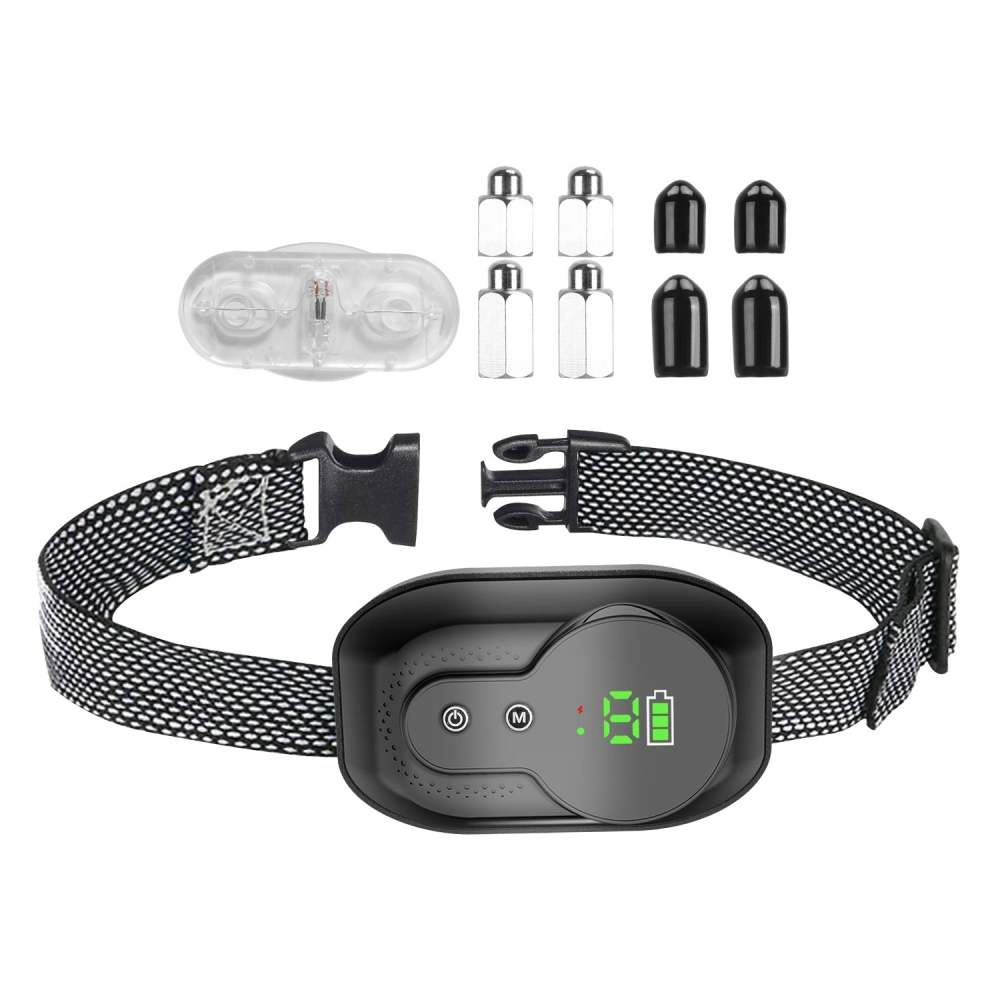 Dog Bark Collar Anti Barking Electric Training Collar Rechargeable Smart Anti-Bark Collar with Beep Vibration Shock Function 5 Intensity Levels