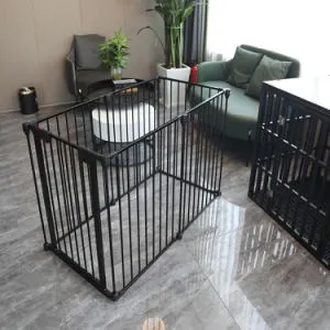 152" Adjustable Safety Gate 6 Panel Play Yard Metal Doorways Fireplace Fence Christmas Tree Fence Gate for House Stairs Gate for Child/Toddler/ Pet/Dog