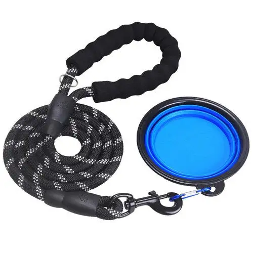 Strong Dog Leash with Zipper Pouch;  Comfortable Padded Handle and Highly Reflective Threads Dog Leashes for Small Medium and Large Dogs
