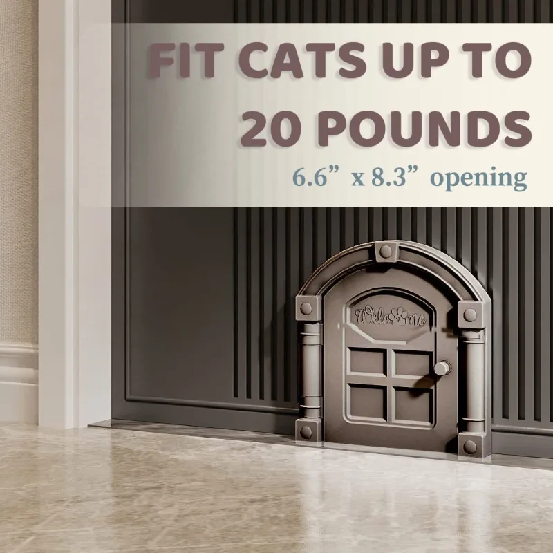 Interior Cat Door; No-Flap Cat Door for Interior Door;  Suitable for Any Door; Cat Door Indoor Door for Cats Up to 20 lbs; No Noise cat Door; Easy DIY Setup (Black)