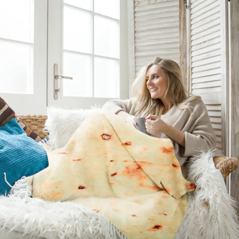 Burrito Tortilla Throw Blanket Pancake Wrap Blanket Soft Round Swaddle for Adults Kids Baby Pets