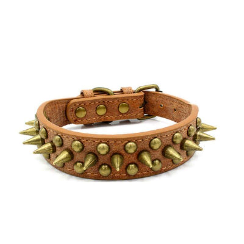 Pet Retro Studded Spiked Rivet  Leather Collars Harnesses