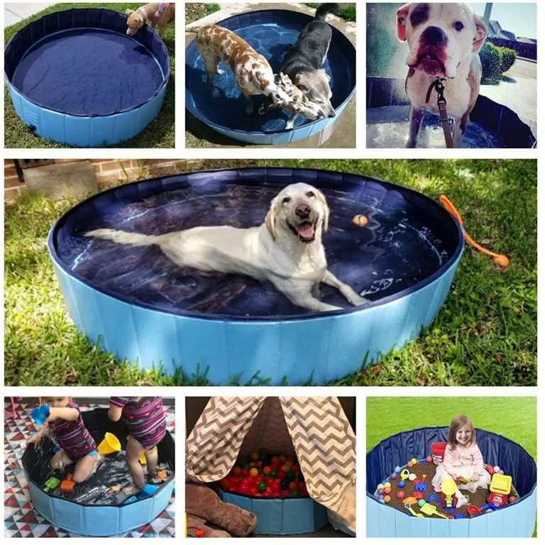 48&quot; Foldable Dog Pool Pet Bath Pools Outdoor Swimming-Pool for Large Dogs Blue
