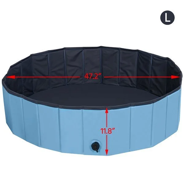 48&quot; Foldable Dog Pool Pet Bath Pools Outdoor Swimming-Pool for Large Dogs Blue