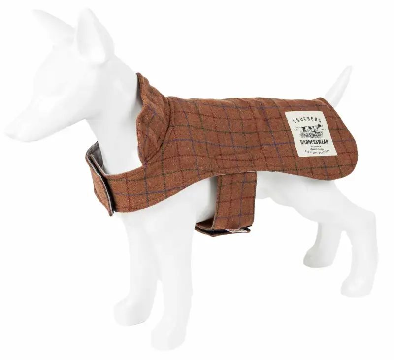 Touchdog 2-In-1 Windowpane Plaided Dog Jacket With Matching Reversible Dog Mat