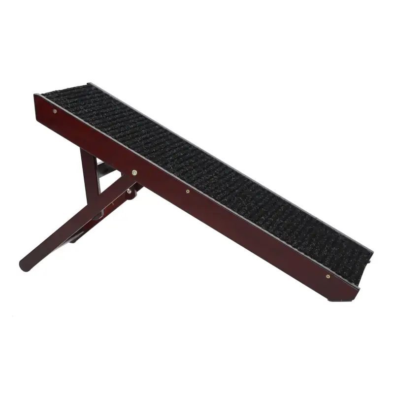 Adjustable Pet Ramp;  Folding Portable Wooden Dog Cat Ramp;  Non-Slip Paw Traction Mat Dog Step for Car;  SUV;  Bed;  Couch;  Adjustable Height from 10" to 19"