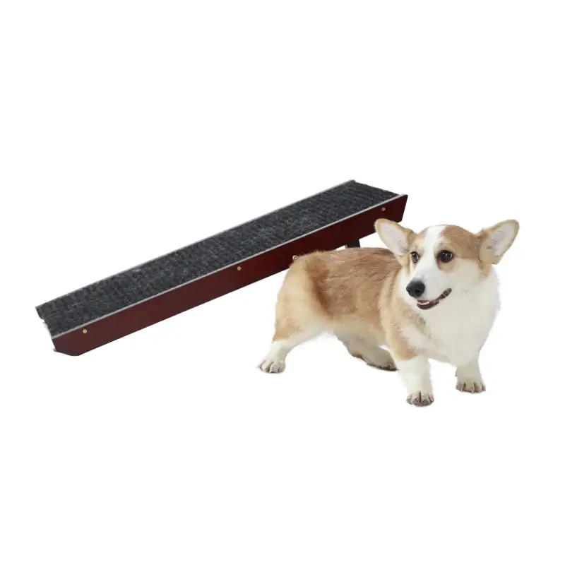 Adjustable Pet Ramp;  Folding Portable Wooden Dog Cat Ramp;  Non-Slip Paw Traction Mat Dog Step for Car;  SUV;  Bed;  Couch;  Adjustable Height from 10" to 19"