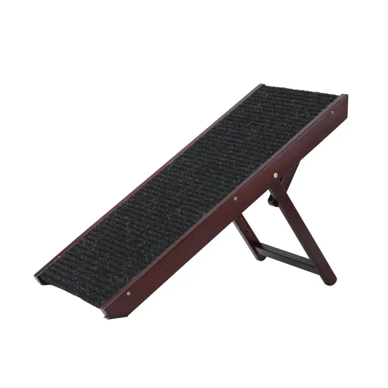 Adjustable Pet Ramp;  Folding Portable Wooden Dog Cat Ramp;  Non-Slip Paw Traction Mat Dog Step for Car;  SUV;  Bed;  Couch;  Adjustable Height from 10" to 19"