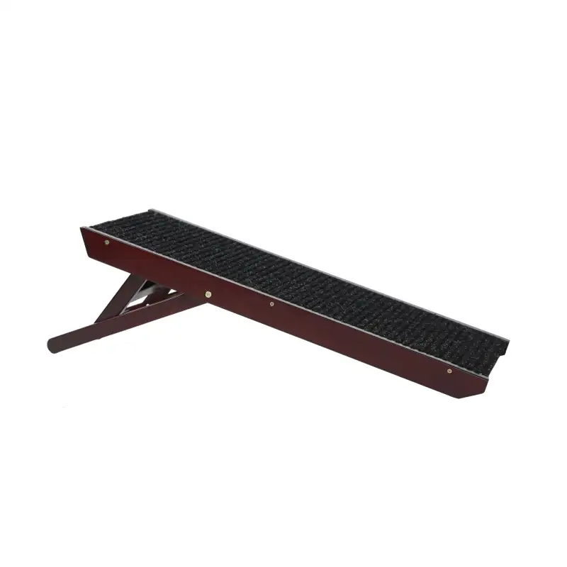 Adjustable Pet Ramp;  Folding Portable Wooden Dog Cat Ramp;  Non-Slip Paw Traction Mat Dog Step for Car;  SUV;  Bed;  Couch;  Adjustable Height from 10" to 19"