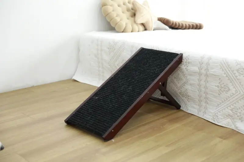 Adjustable Pet Ramp;  Folding Portable Wooden Dog Cat Ramp;  Non-Slip Paw Traction Mat Dog Step for Car;  SUV;  Bed;  Couch;  Adjustable Height from 10" to 19"