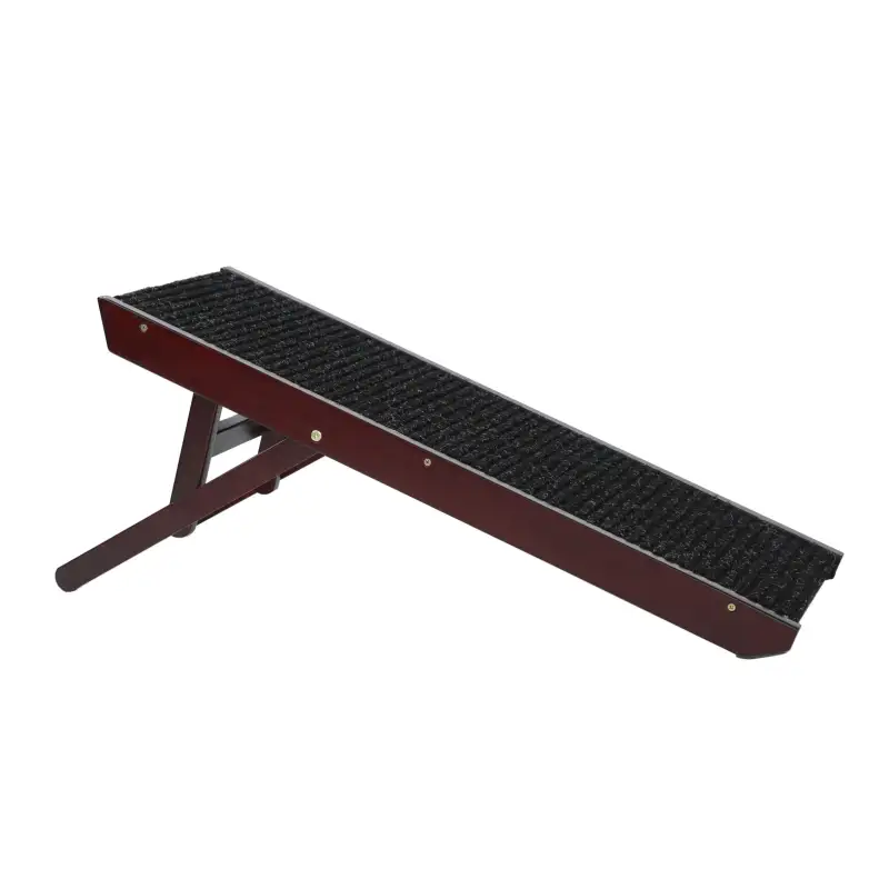 Adjustable Pet Ramp;  Folding Portable Wooden Dog Cat Ramp;  Non-Slip Paw Traction Mat Dog Step for Car;  SUV;  Bed;  Couch;  Adjustable Height from 10" to 19"