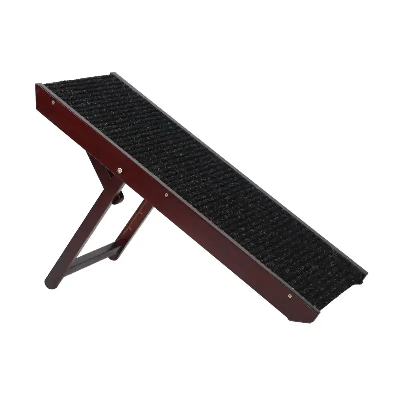 Adjustable Pet Ramp;  Folding Portable Wooden Dog Cat Ramp;  Non-Slip Paw Traction Mat Dog Step for Car;  SUV;  Bed;  Couch;  Adjustable Height from 10" to 19"