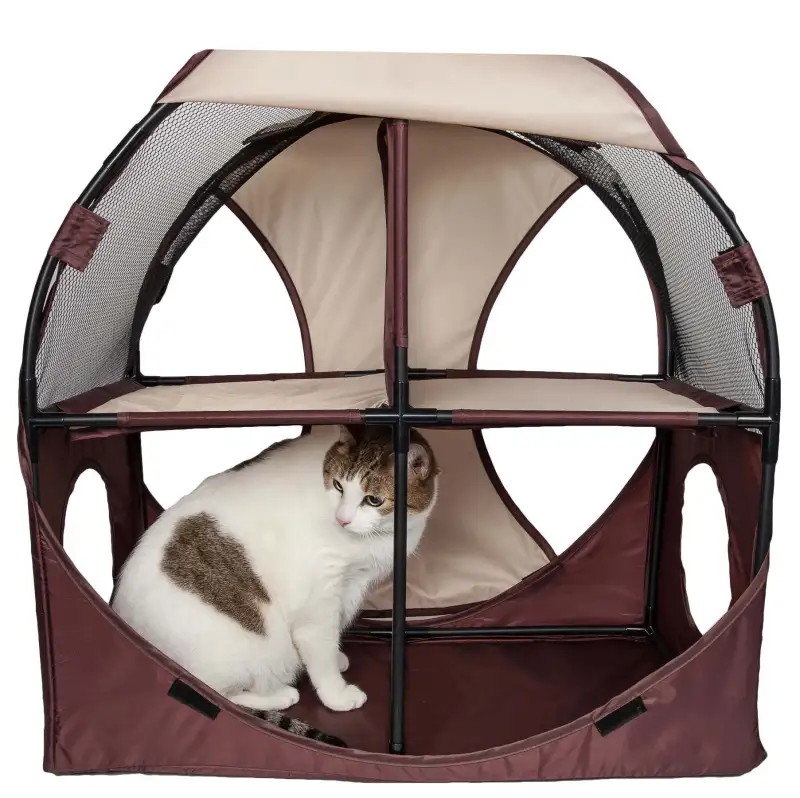Pet Life Kitty-Play Obstacle Travel Collapsible Soft Folding Pet Cat House