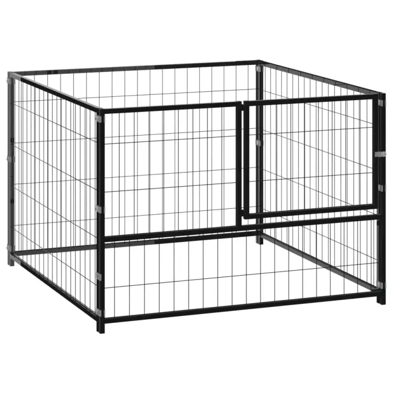 Dog Kennel Black 39.4"x39.4"x27.6" Steel