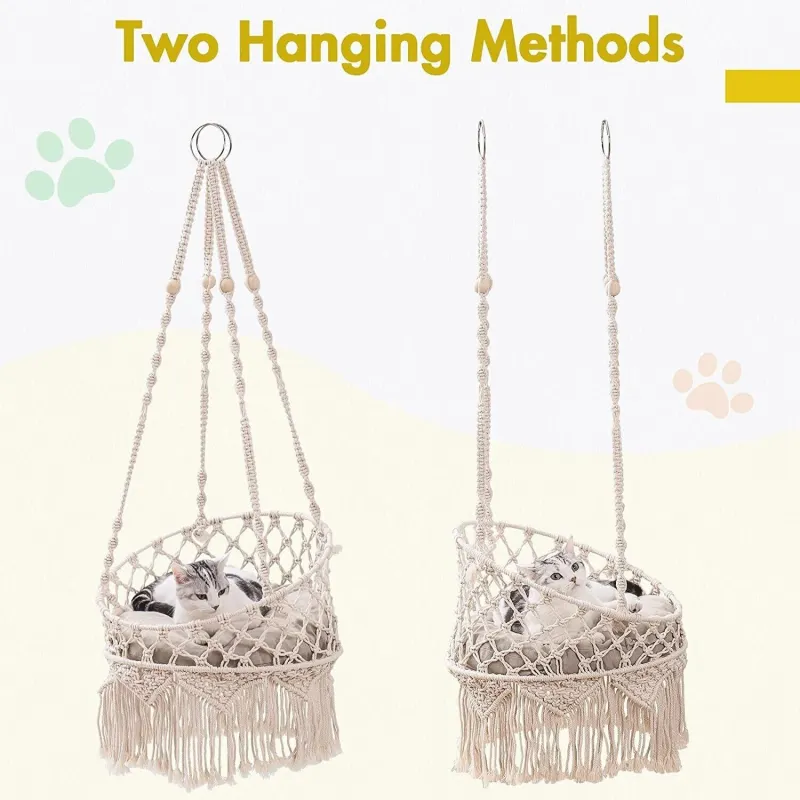 Mewoofun Cat Hammock Bed Cotton Hanging Cat Bed for Indoor Cats Sleeping Playing
