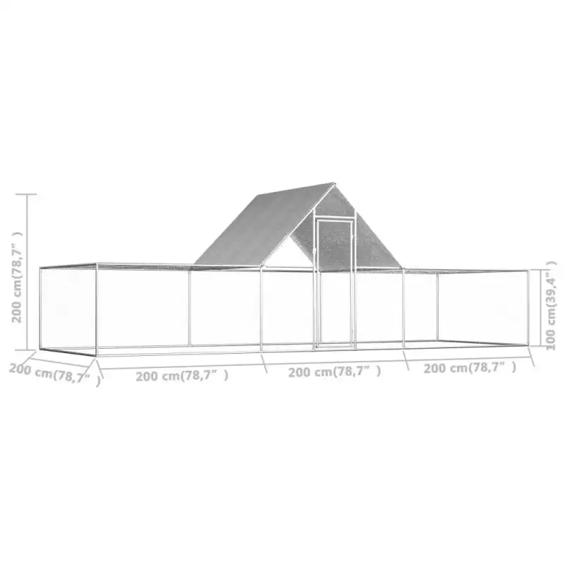 Chicken Coop 19.7'x6.6'x6.6' Galvanized Steel