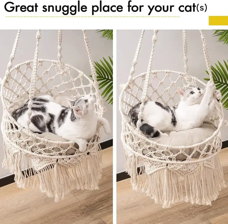 Mewoofun Cat Hammock Bed Cotton Hanging Cat Bed for Indoor Cats Sleeping Playing