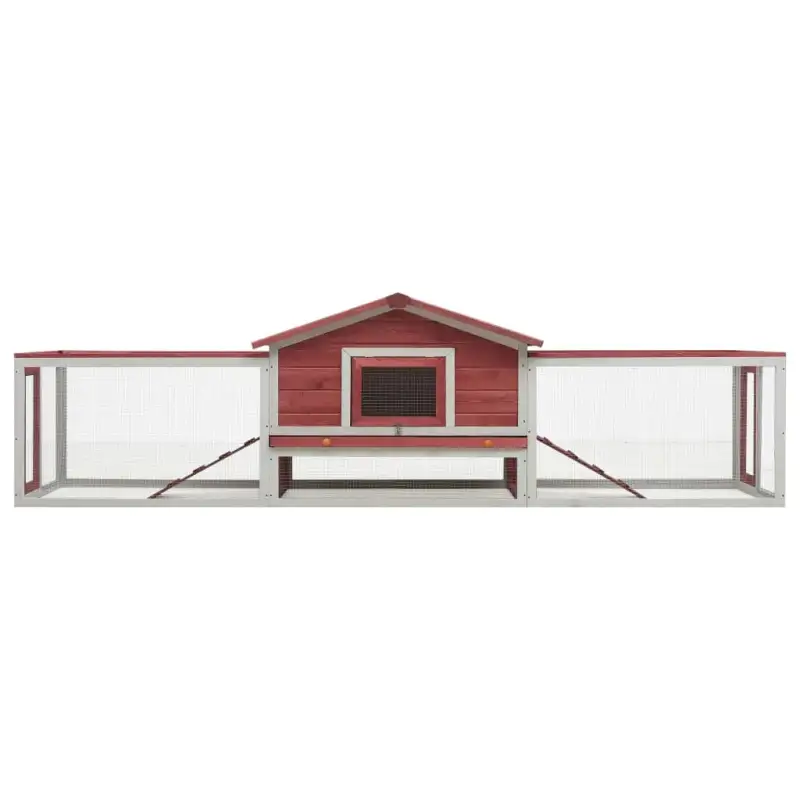 Rabbit Hutch Red 122"x27.6"x34.3" Solid Pine & Fir Wood
