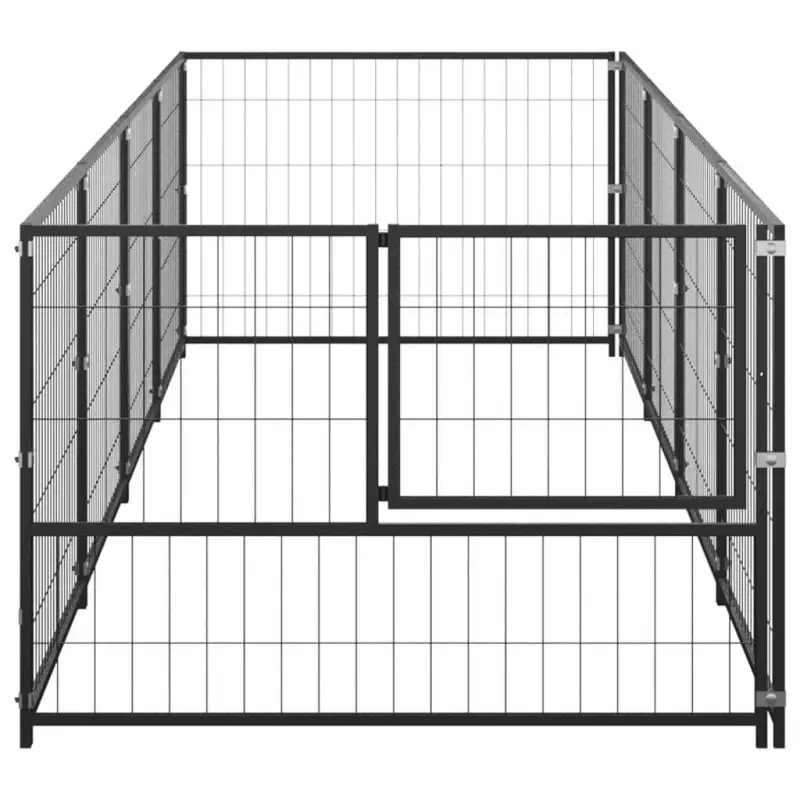 Dog Kennel Black 43.1 ft² Steel