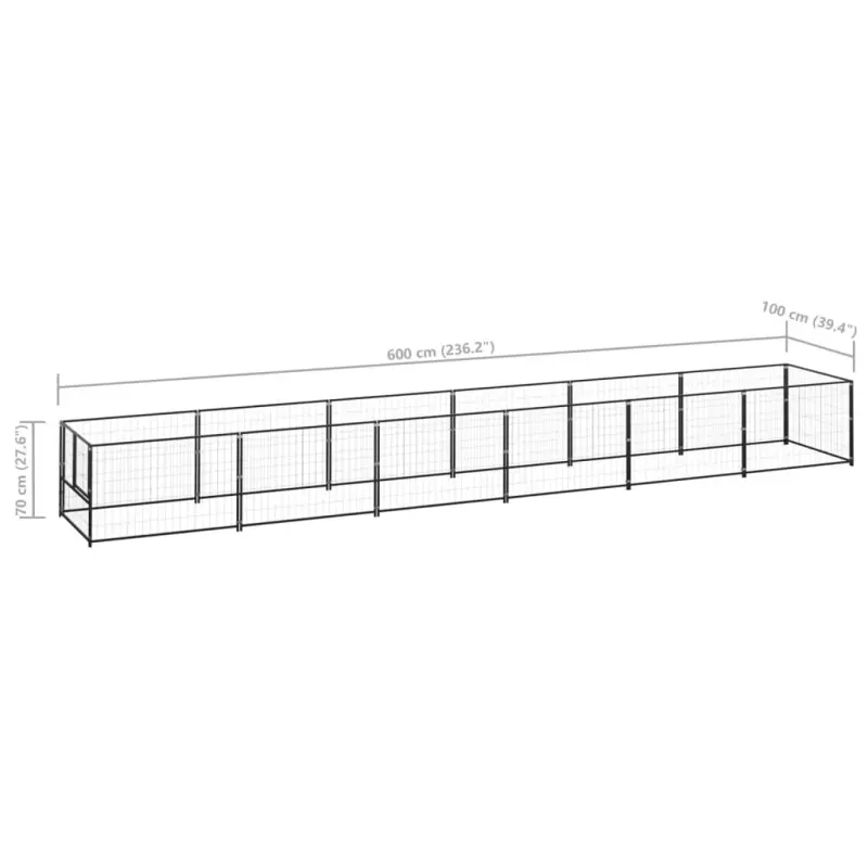 Dog Kennel Black 64.6 ft² Steel