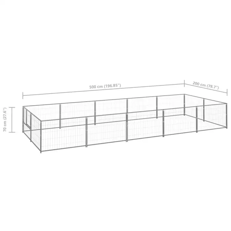 Dog Kennel Silver 107.6 ft² Steel