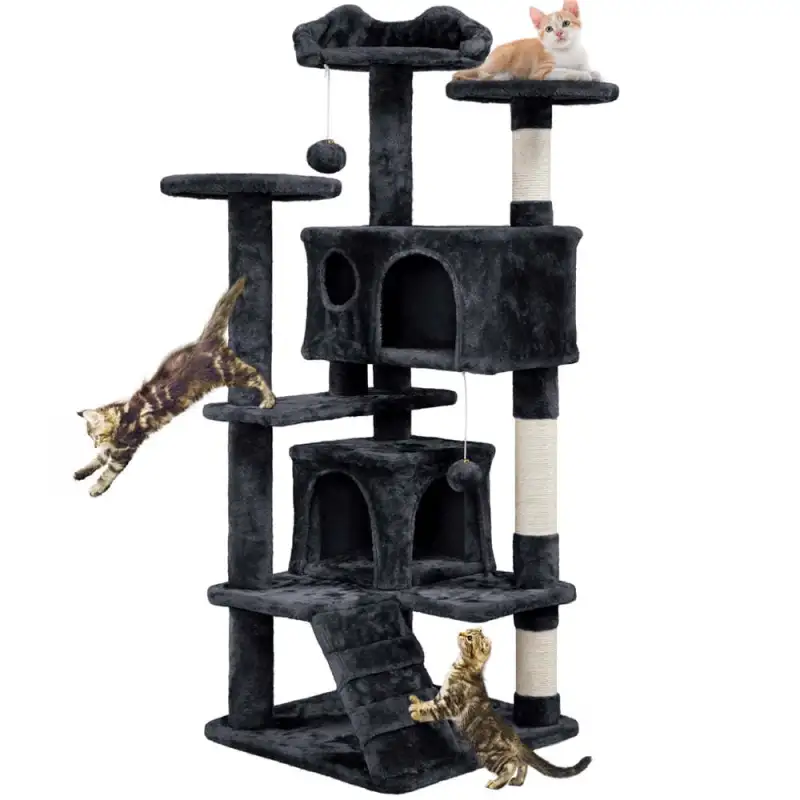 SmileMart 54.5\\\\\\\\\\\\\\\" Double Condo Cat Tree with Scratching Post Tower