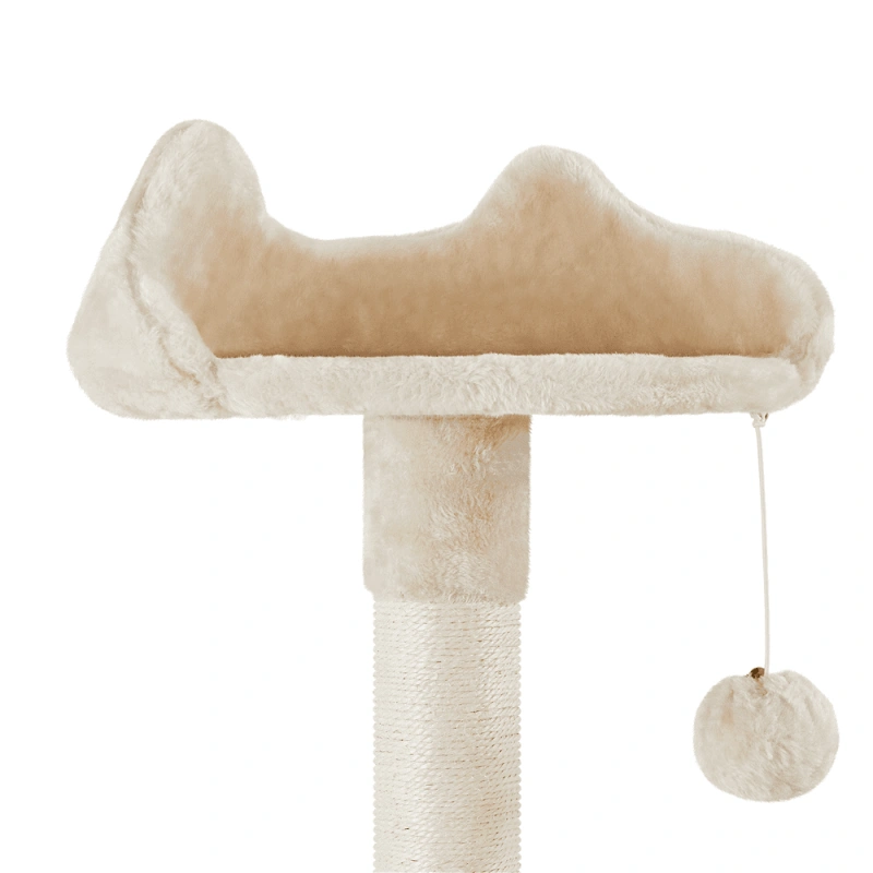 SMILE MART Cat Tree with Condo and Scratching Post Tower, Beige, 61"