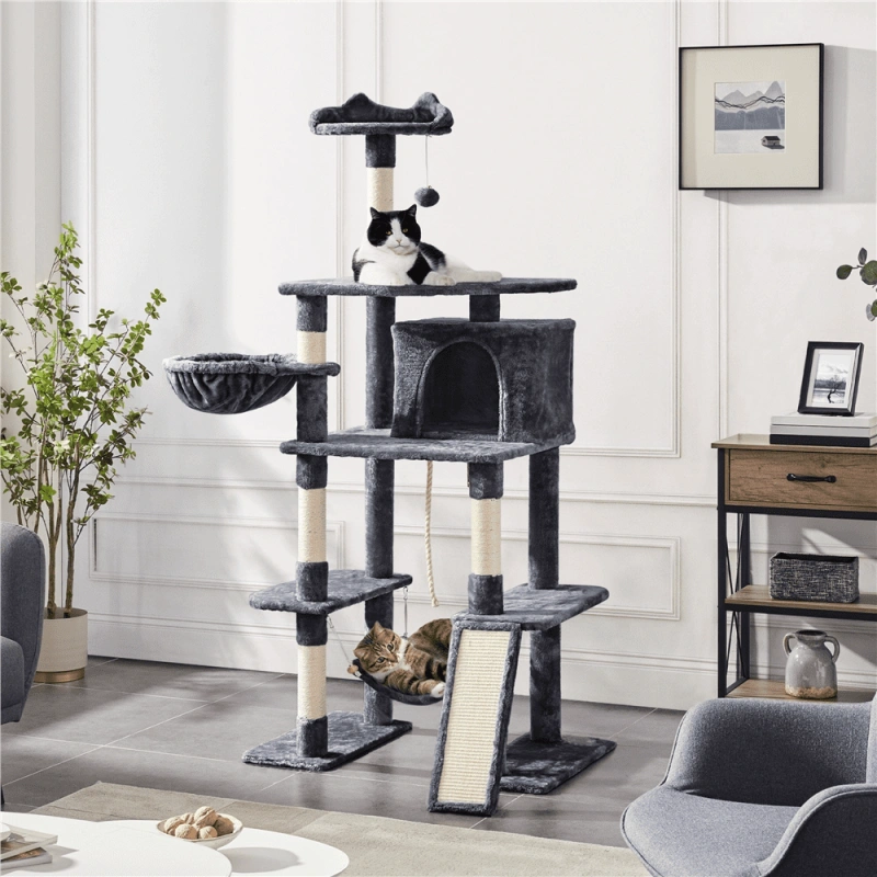 Pawscoo 70" Cat Tree with Condo and Scratching Post Tower, Dark Gray