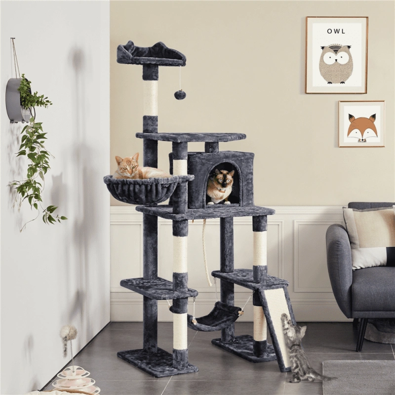 Pawscoo 70" Cat Tree with Condo and Scratching Post Tower, Dark Gray