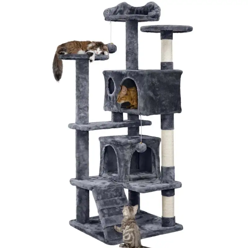 SmileMart 54.5\\\\\\\\\\\\\\\" Double Condo Cat Tree with Scratching Post Tower