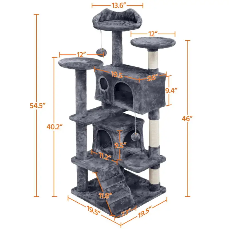 SmileMart 54.5\\\\\\\\\\\\\\\" Double Condo Cat Tree with Scratching Post Tower