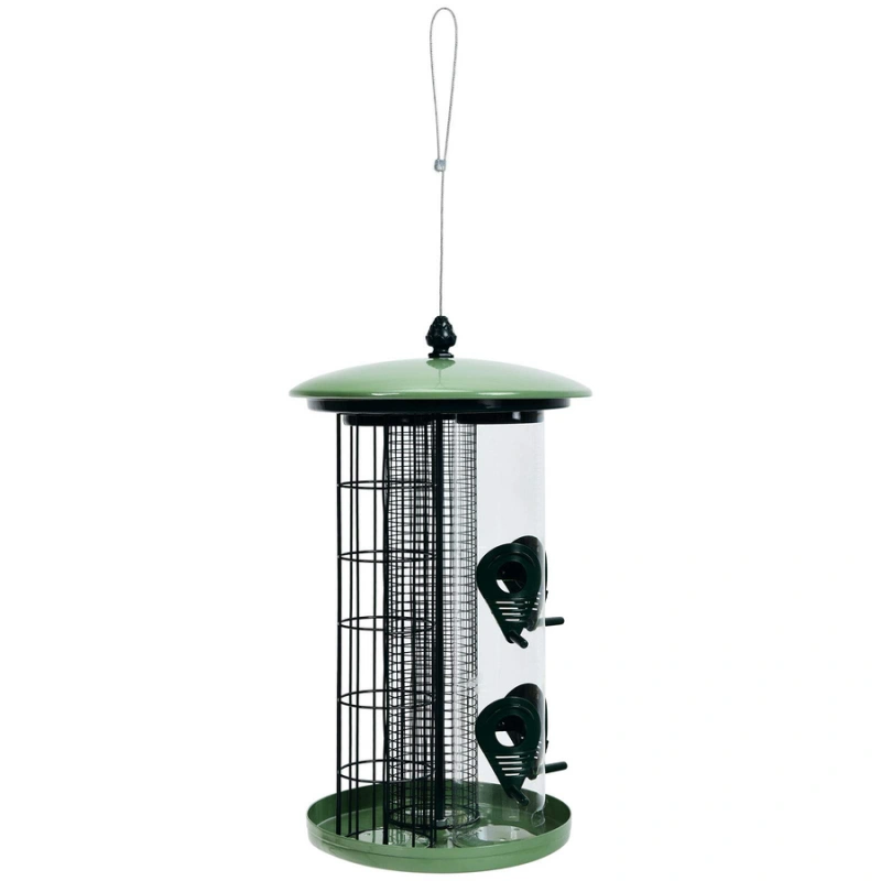 Outdoor Metal Seed Guard Deterrent Squirrel-Proof Caged Tube Wild Bird Feeder