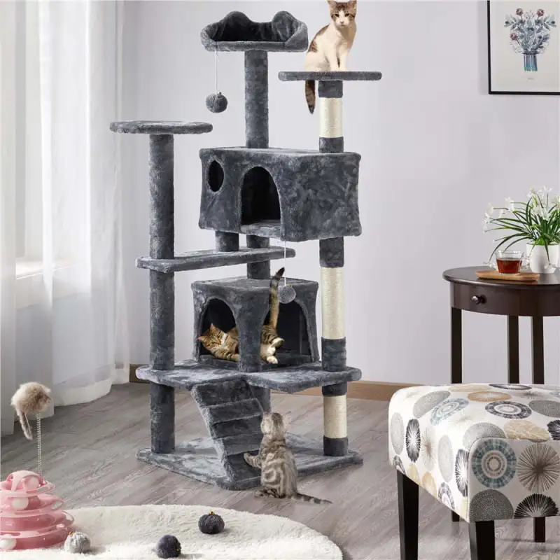 SmileMart 54.5\\\\\\\\\\\\\\\" Double Condo Cat Tree with Scratching Post Tower