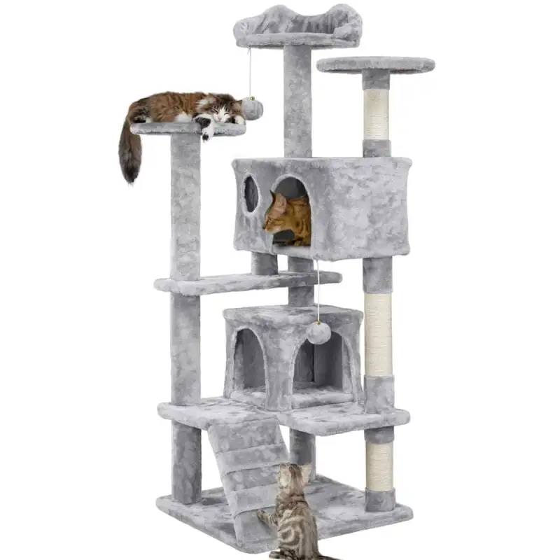 SmileMart 54.5\\\\\\\\\\\\\\\" Double Condo Cat Tree with Scratching Post Tower