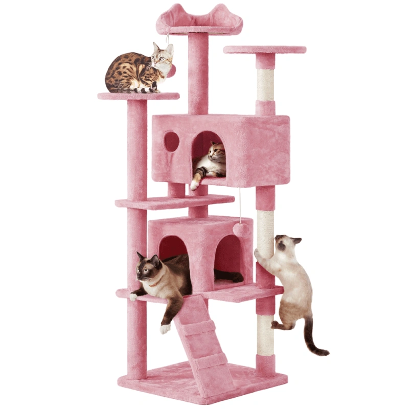 SmileMart 54.5\\\\\\\\\\\\\\\" Double Condo Cat Tree with Scratching Post Tower