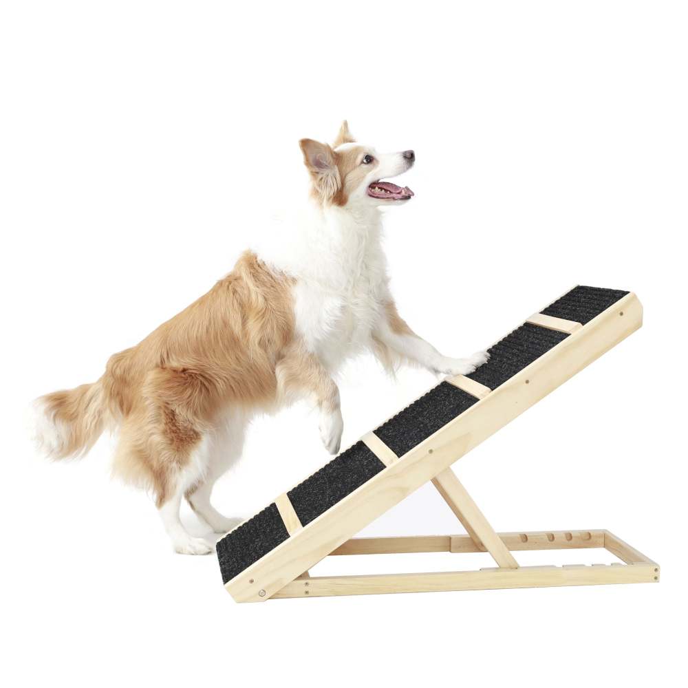 Tall Adjustable Pet Ramp; Folding Portable Wooden Dog Cat Ramp; Non-Slip Paw Traction Surface Dog Step for Car; SUV; Bed; Couch; Adjustable Height from 9.3" to 24"