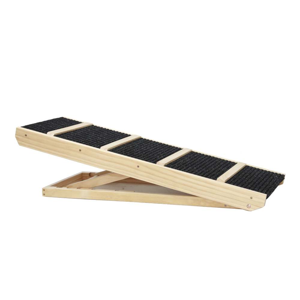 Tall Adjustable Pet Ramp; Folding Portable Wooden Dog Cat Ramp; Non-Slip Paw Traction Surface Dog Step for Car; SUV; Bed; Couch; Adjustable Height from 9.3" to 24"