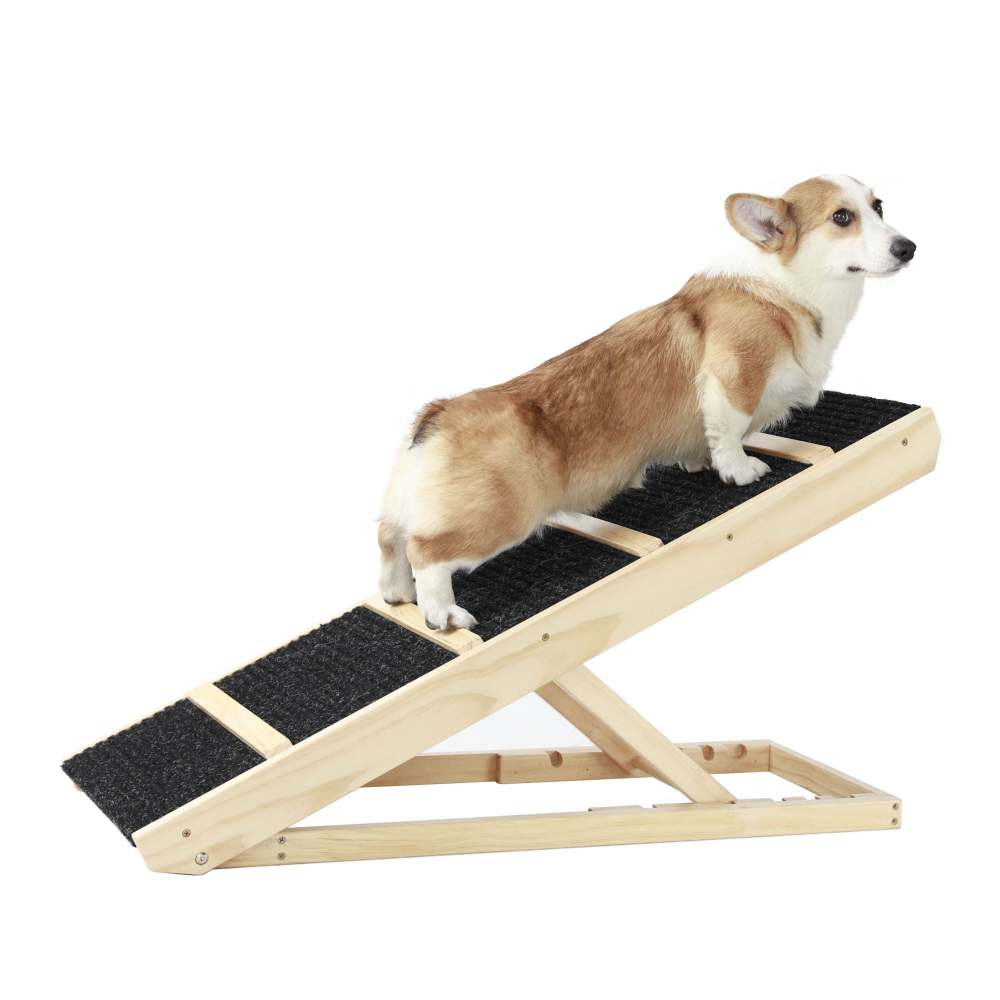 Tall Adjustable Pet Ramp; Folding Portable Wooden Dog Cat Ramp; Non-Slip Paw Traction Surface Dog Step for Car; SUV; Bed; Couch; Adjustable Height from 9.3" to 24"