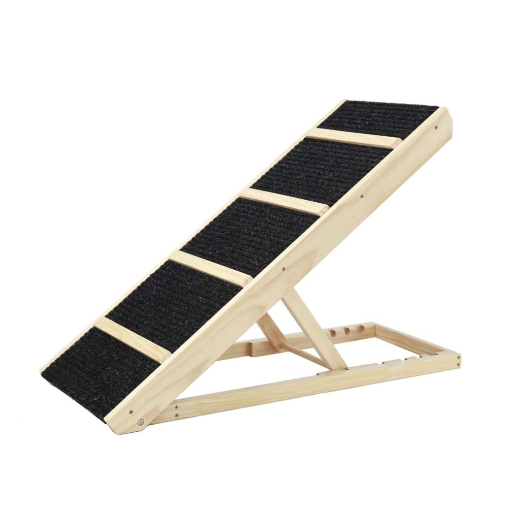 Tall Adjustable Pet Ramp; Folding Portable Wooden Dog Cat Ramp; Non-Slip Paw Traction Surface Dog Step for Car; SUV; Bed; Couch; Adjustable Height from 9.3" to 24"