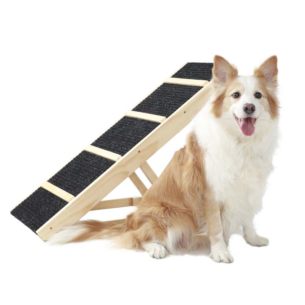 Tall Adjustable Pet Ramp; Folding Portable Wooden Dog Cat Ramp; Non-Slip Paw Traction Surface Dog Step for Car; SUV; Bed; Couch; Adjustable Height from 9.3" to 24"