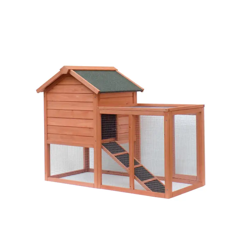 Chicken Coop Wooden Bunny Rabbit Hutch; Outdoor Large Hen Cage with Ventilation Door; Removable Tray & Ramp Garden Backyard Pet House Chicken Nesting Box RT