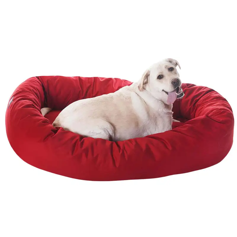 Poly/Cotton Bagel Pet Bed For Dogs, Khaki